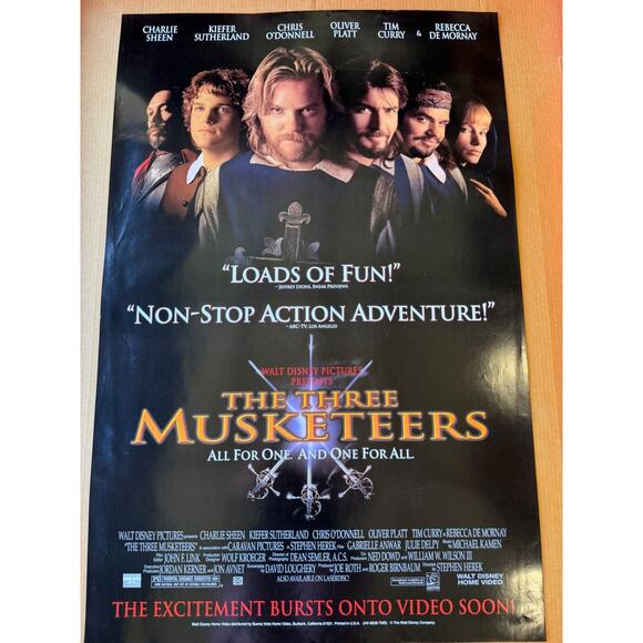 THE THREE MUSKETEERS movie theater size poster vintage 90s NEW